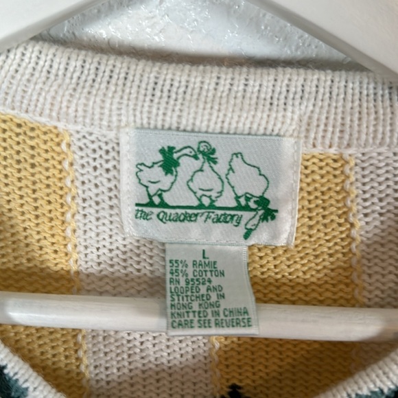 The Quacker Factory Stripe Virtues Plant Lover Sweater Size Large - Picture 4 of 7